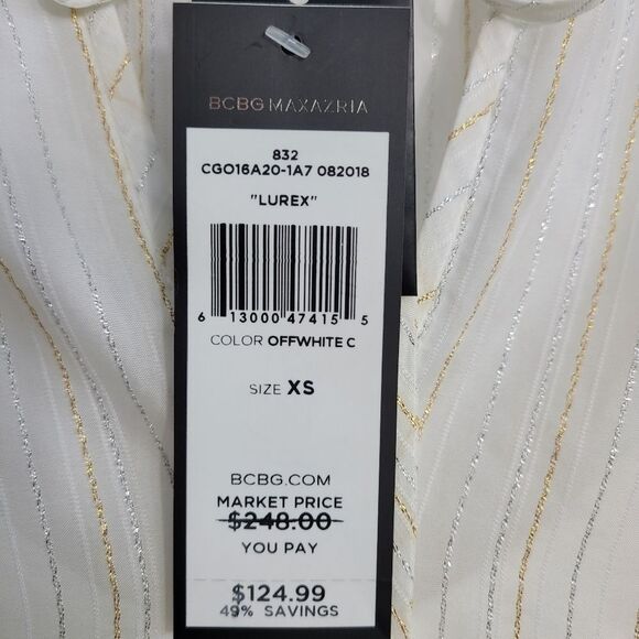 BCBGMAXAZRIA LUREX Shiffon Blouse SIZE‎ XSMALL - Picture 14 of 15